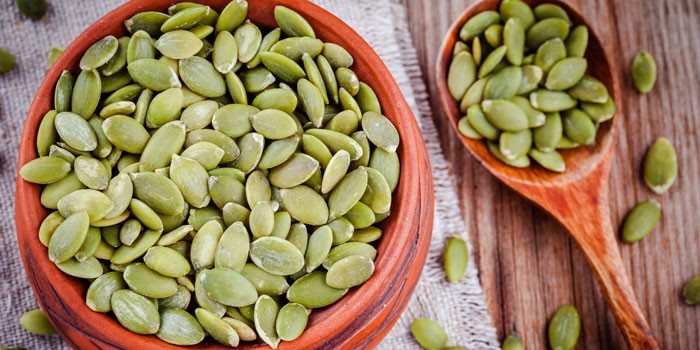 Pumpkin seeds in a bowl