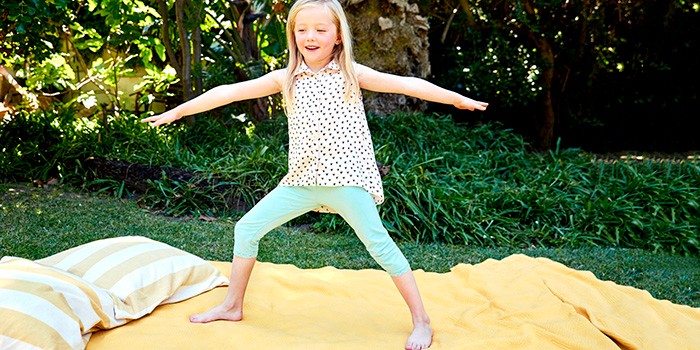 Child in warrior pose