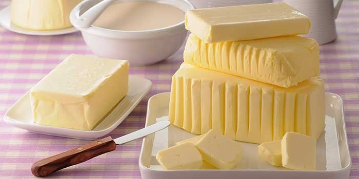 Blocks of butter on a table