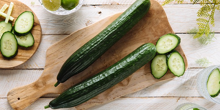 Cucumber sliced on a cutting board