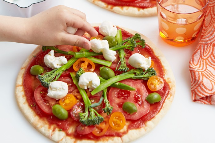Pizza topped with healthy veg