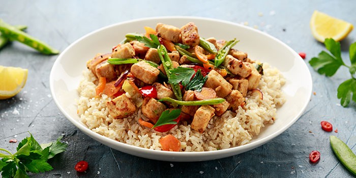 Quorn pieces in a stir fry