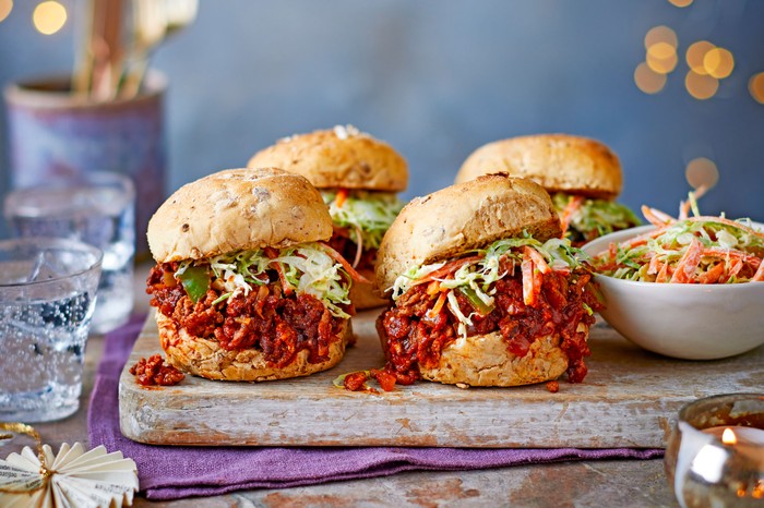 Sloppy joes with brussels sprout slaw