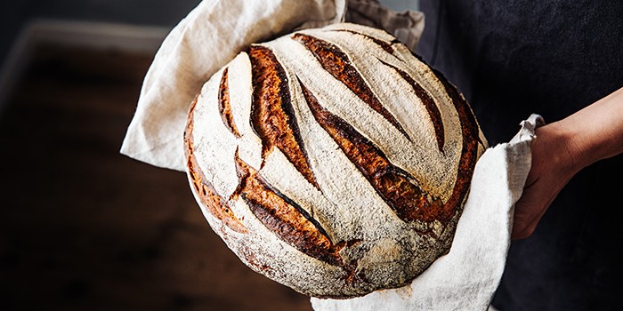 Close-up of fresh baked sourdough bread