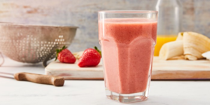 Glass of strawberry smoothie