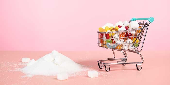 Sugary foods in a toy trolley
