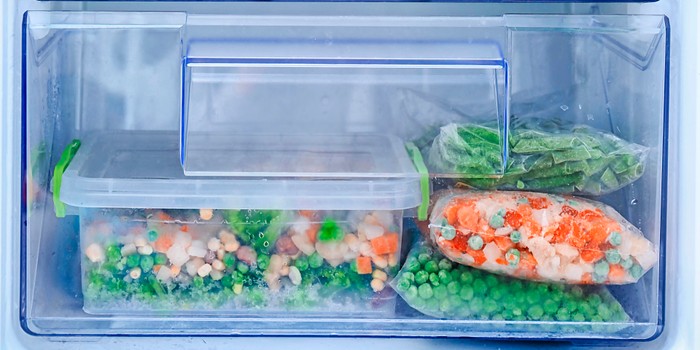 frozen veg in freezer drawer