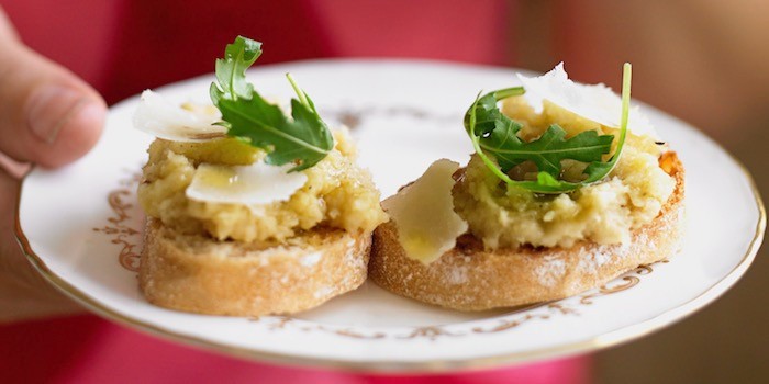 truffled parsnip and parmesan bruschetta