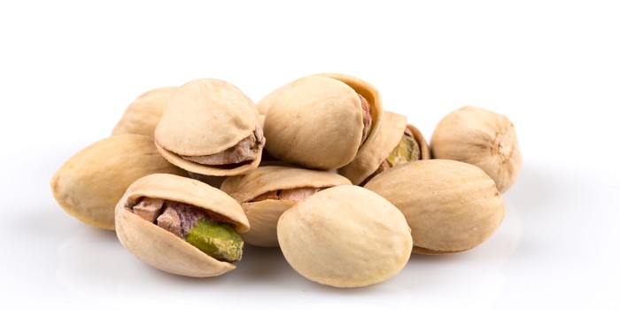 pistachios on a white background