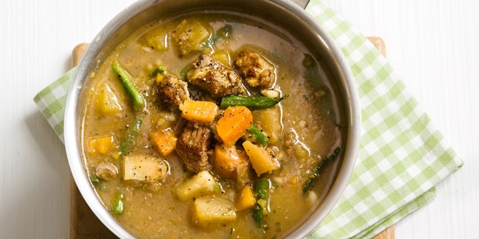 Pot of hearty lamb & barley soup
