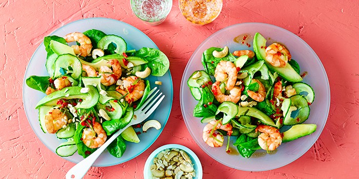 Prawn avocado cucumber salad