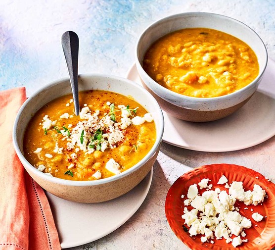 Carrot & lentil soup with feta recipe 