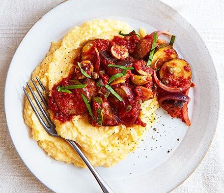 Caponata with cheesy polenta recipe