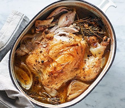 Pot-roast chicken with stock recipe