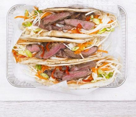 Hot cumin lamb wrap with crunchy slaw & spicy mayo recipe