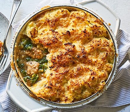 Sausage & leek mash pie recipe
