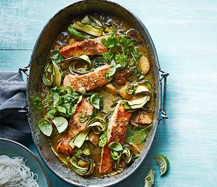One-pan Thai green salmon recipe
