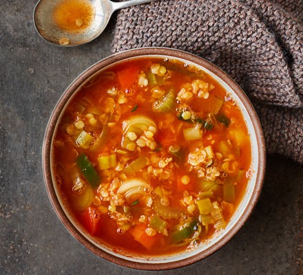 Winter vegetable & lentil soup recipe 
