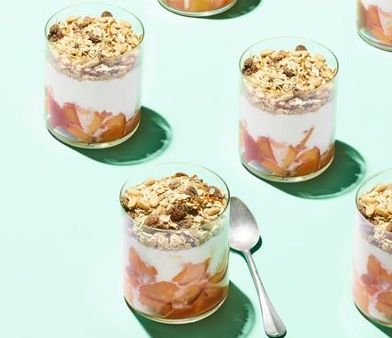 Peach & orange yogurt pots with ginger oats recipe