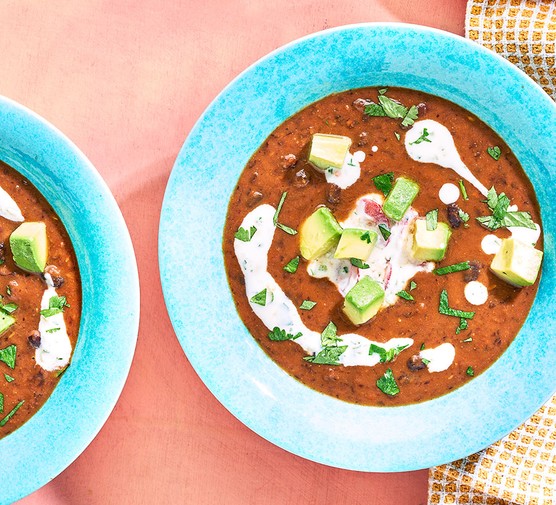 Black bean soup with chunky raita recipe 