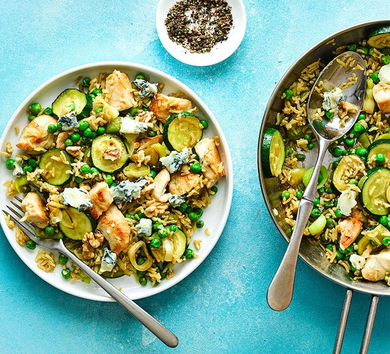 Chicken, leek & blue cheese pilaf recipe 