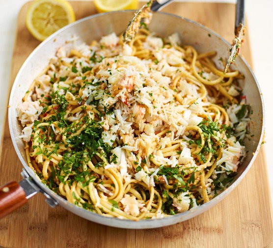 Crab linguine with chilli & parsley recipe 