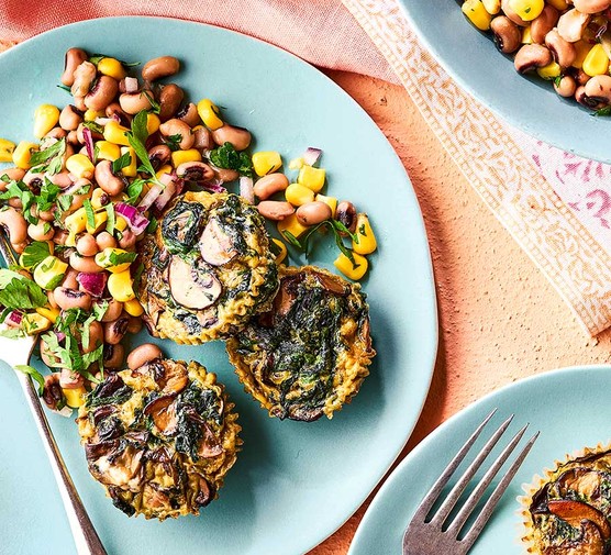 Veg-packed egg muffins with bean salad recipe 