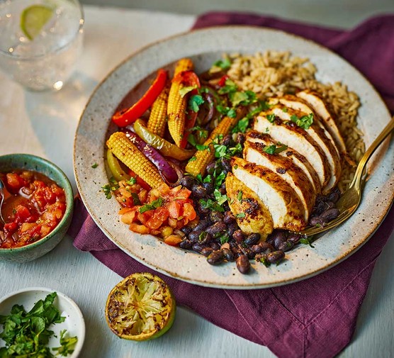 Fajita chicken rice bowl with burnt lime recipe 