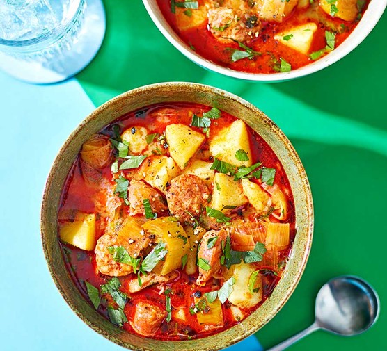 Potato, leek & chorizo soup recipe 