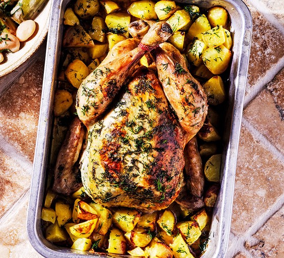 Roast chicken with dill & potatoes recipe 