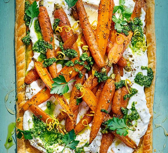 Roasted carrot & whipped feta tart recipe 