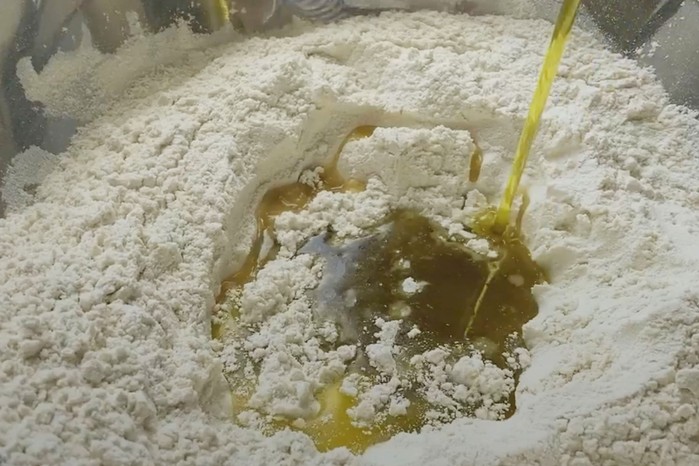 Oil poured into flour