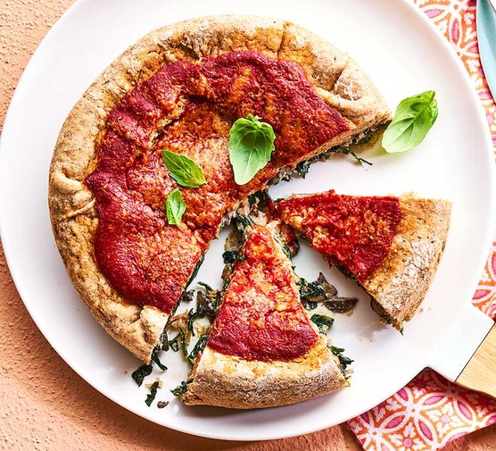 Spinach-stuffed pizza pies recipe 