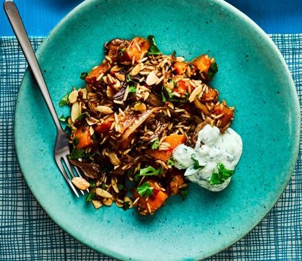 Butternut biryani with cucumber raita recipe