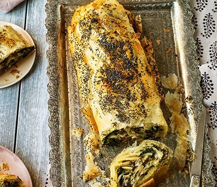 Cavolo nero, mushroom, potato & fontina strudel recipe
