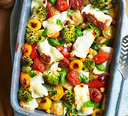 Halloumi traybake recipe 