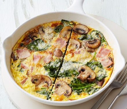 Ham, mushroom & spinach frittata recipe