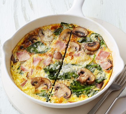 Ham, mushroom & spinach frittata recipe 