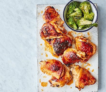 Honey & soy chicken with sesame broccoli recipe