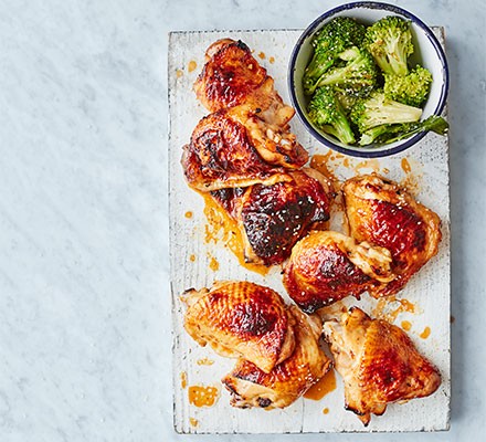 Honey & soy chicken with sesame broccoli recipe 