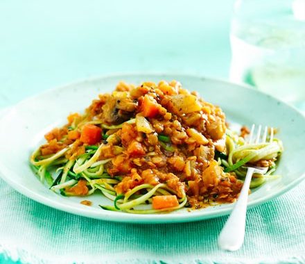 Lentil ragu with courgetti recipe
