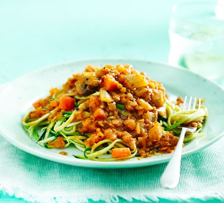 Lentil ragu with courgetti recipe 