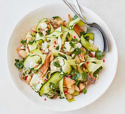Smoked mackerel, courgette & butter bean salad recipe 