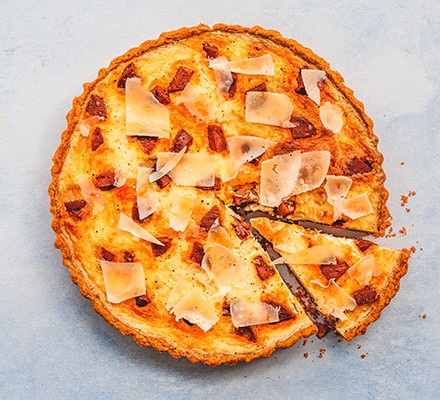 Smoky chorizo & manchego quiche recipe 