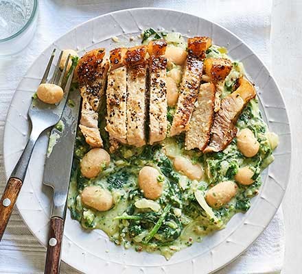 Pork chops & mustardy butter beans recipe 