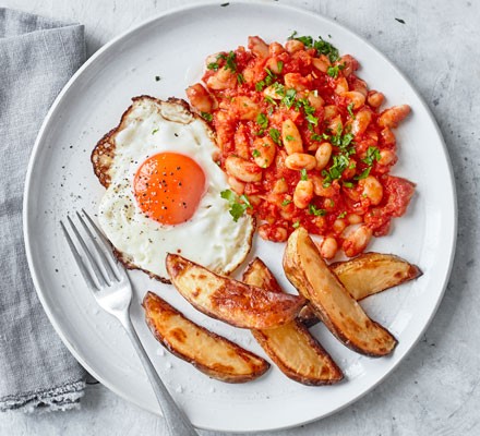 Posh egg, chips & beans recipe 