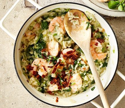 Prawn, pancetta & watercress risotto recipe