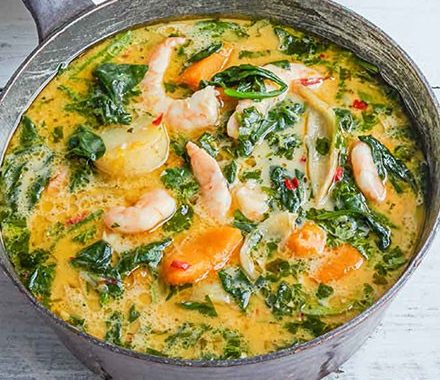 Prawn, pumpkin & coconut stew recipe