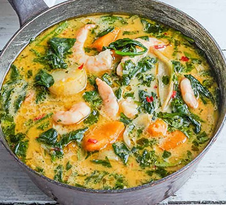 Prawn, pumpkin & coconut stew recipe 