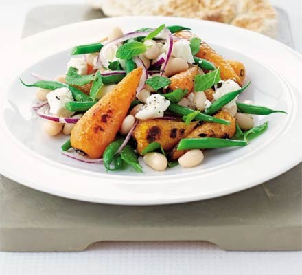 Roast carrot & bean salad with feta recipe 